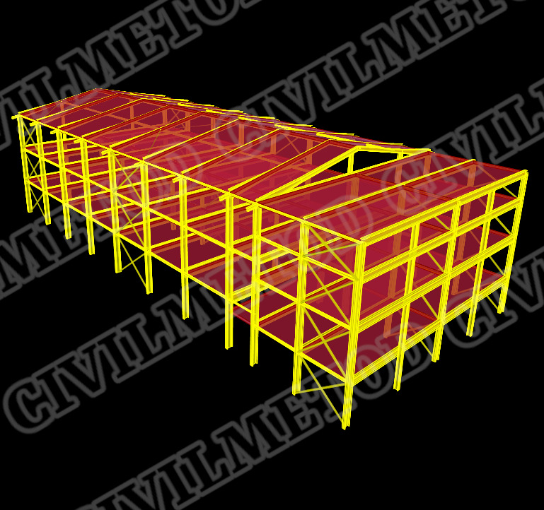 سوله صنعتی تیرورقی سه‌طبقه به ابعاد 24 در 54 متر و ارتفاع 14 متر