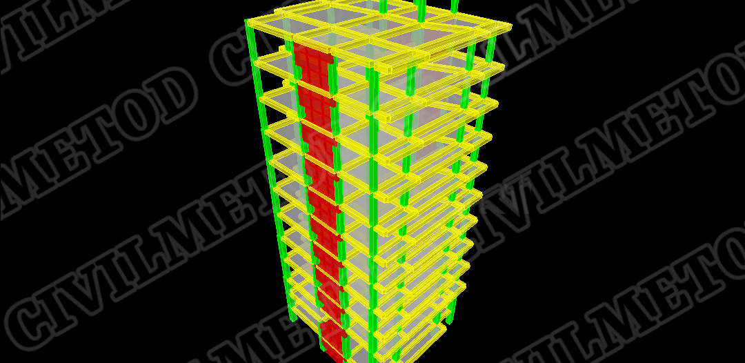 ساختمان بتنی 12 طبقه با سقف تیرچه کرمیت به همراه دیوار برشی