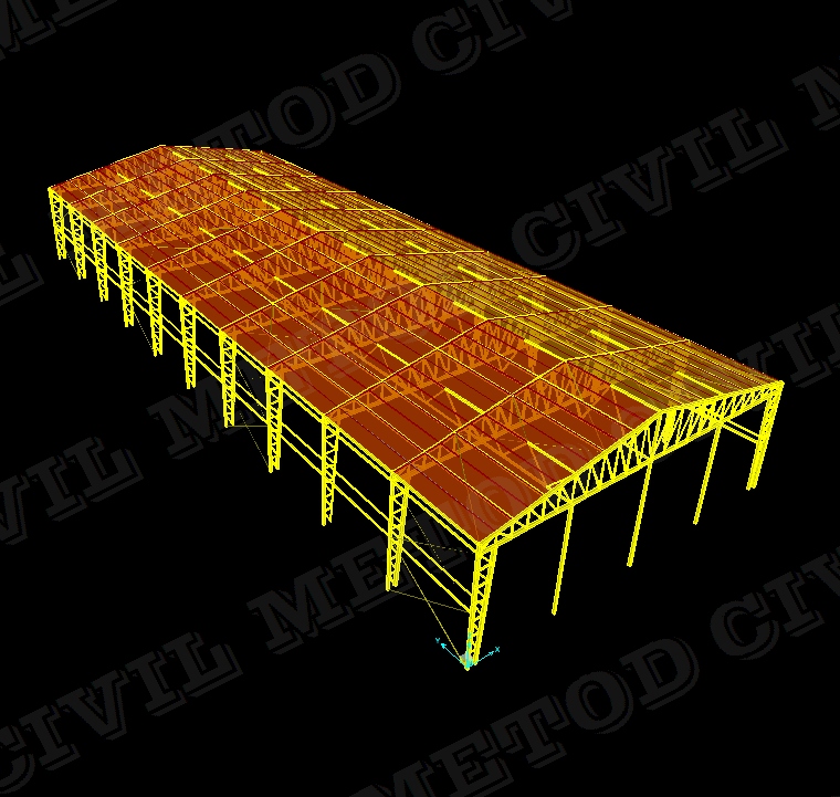 طرح سوله خرپایی با پروفیل قوطی به ابعاد 25 در 60 و ارتفاع 7 متر 